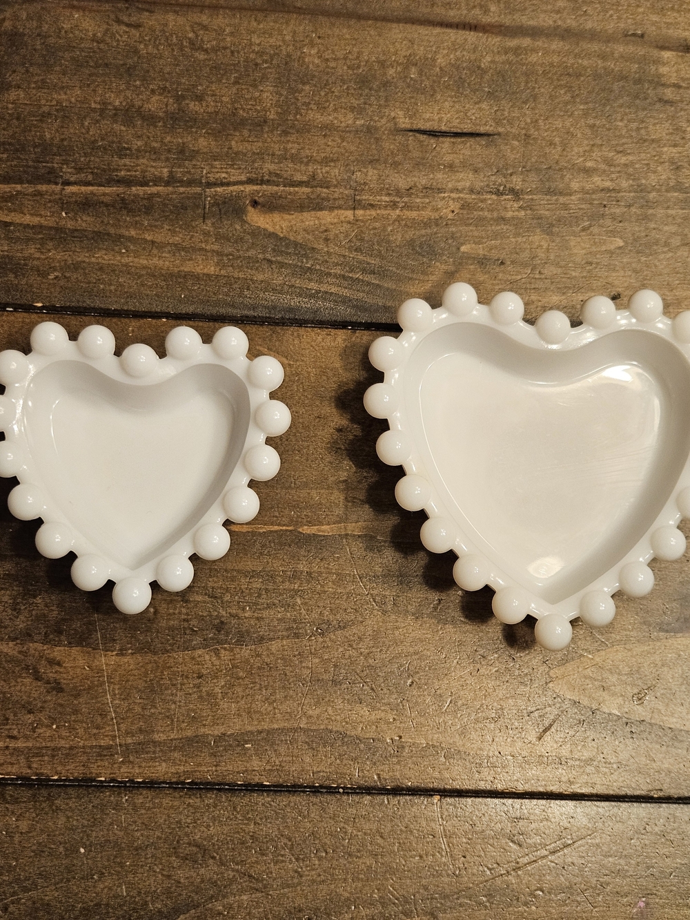 Vintage White Milk Glass Heart Dishes - Set of 2 **Anthropologie Home**